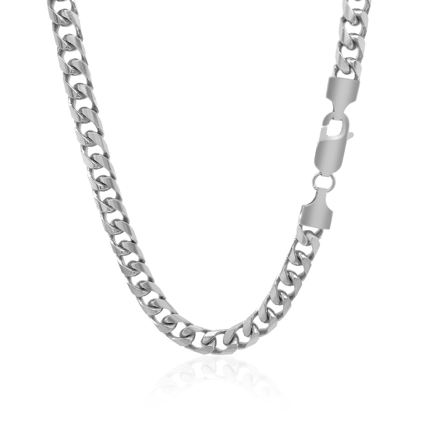 14k White Gold Solid Miami Cuban Chain (6.00 mm)