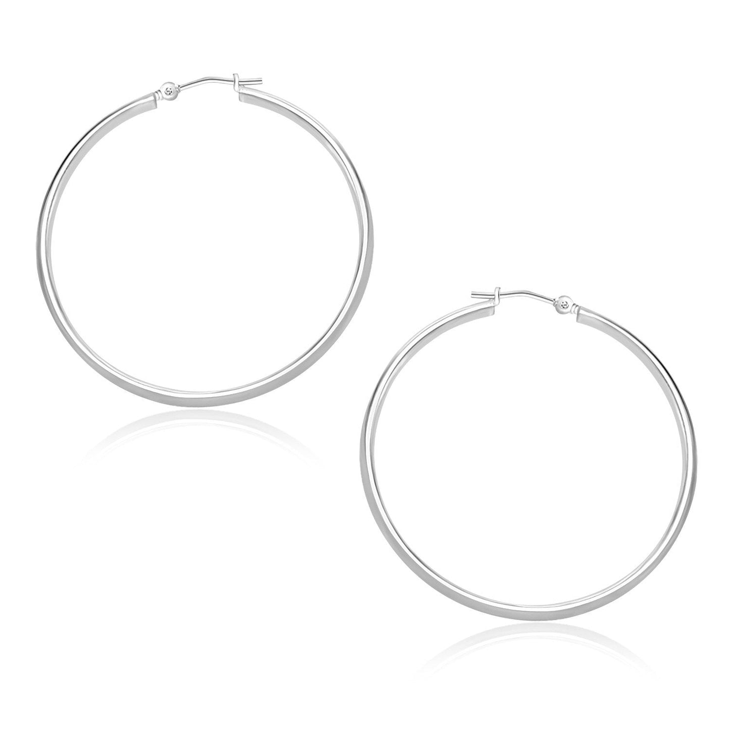 10k White Gold Polished Hoop Earrings (30mm) - Alexandria Jewelry & Company Beverly Hills