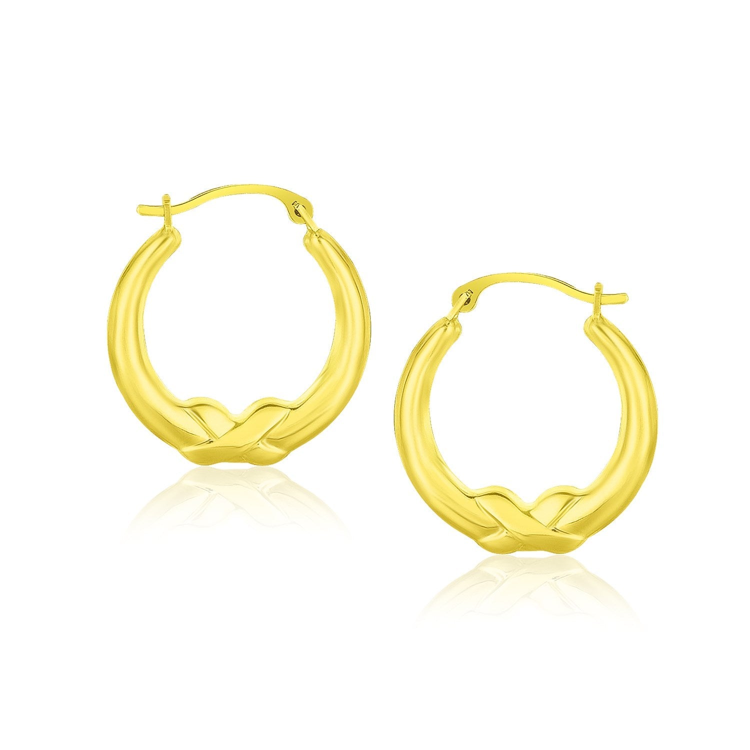 10k Yellow Gold X Motif Round Shape Hoop Earrings - Alexandria Jewelry & Company Beverly Hills