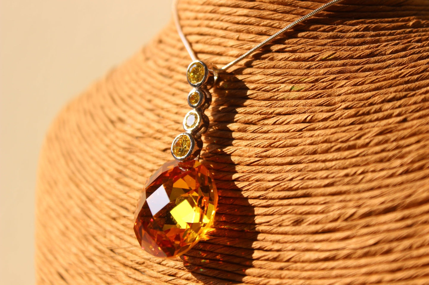 14 K Gold tone 925 Sterling Silver Chain Pendant with AAA Grade CZ in Yellow - Alexandria Jewelry & Company Beverly Hills