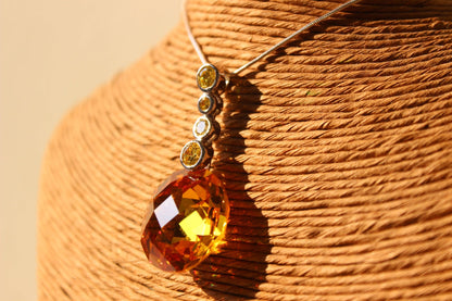 14 K Gold tone 925 Sterling Silver Chain Pendant with AAA Grade CZ in Yellow - Alexandria Jewelry & Company Beverly Hills