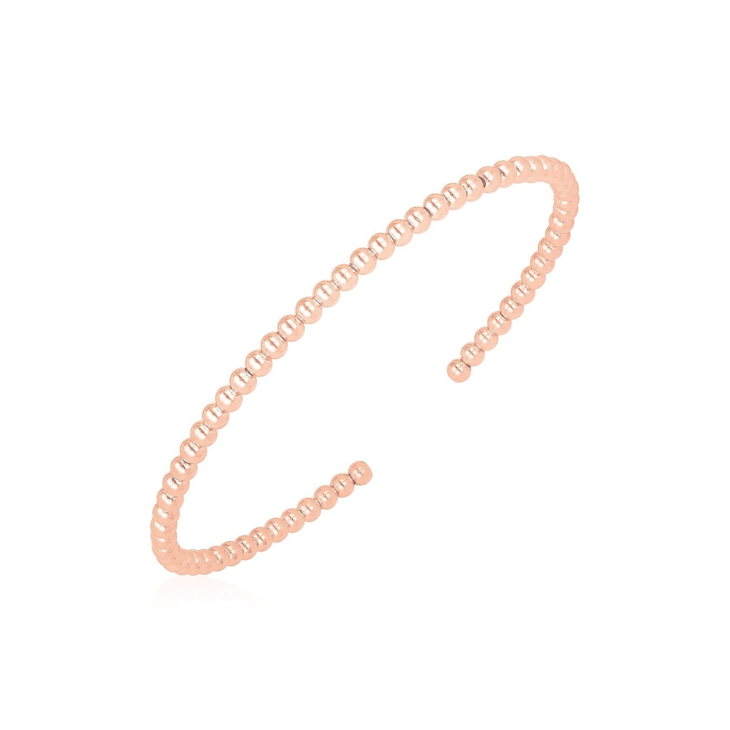 14k Rose Gold High Polish Bead Cuff Bangle (3mm) - Alexandria Jewelry & Company Beverly Hills