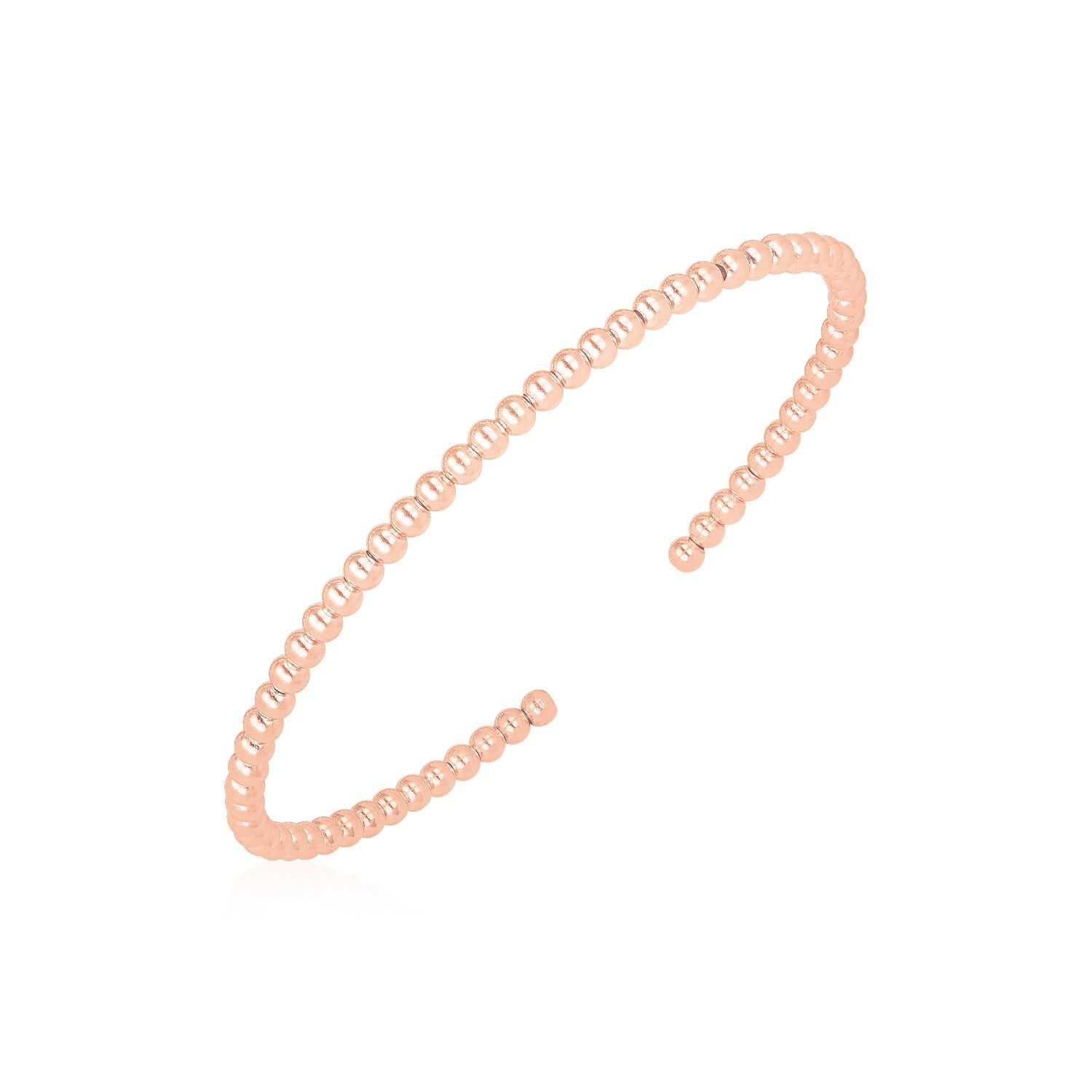 14k Rose Gold High Polish Bead Cuff Bangle (3mm) - Alexandria Jewelry & Company Beverly Hills