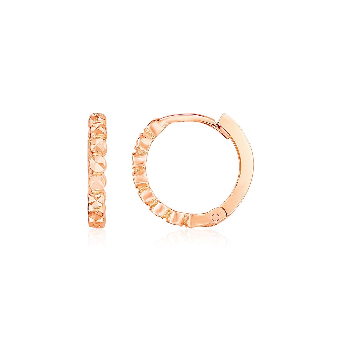 14k Rose Gold Petite Textured Round Hoop Earrings - Alexandria Jewelry & Company Beverly Hills