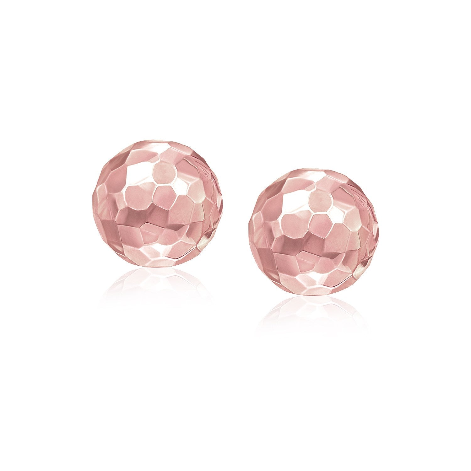 14k Rose Gold Round Faceted Style Stud Earrings - Alexandria Jewelry & Company Beverly Hills