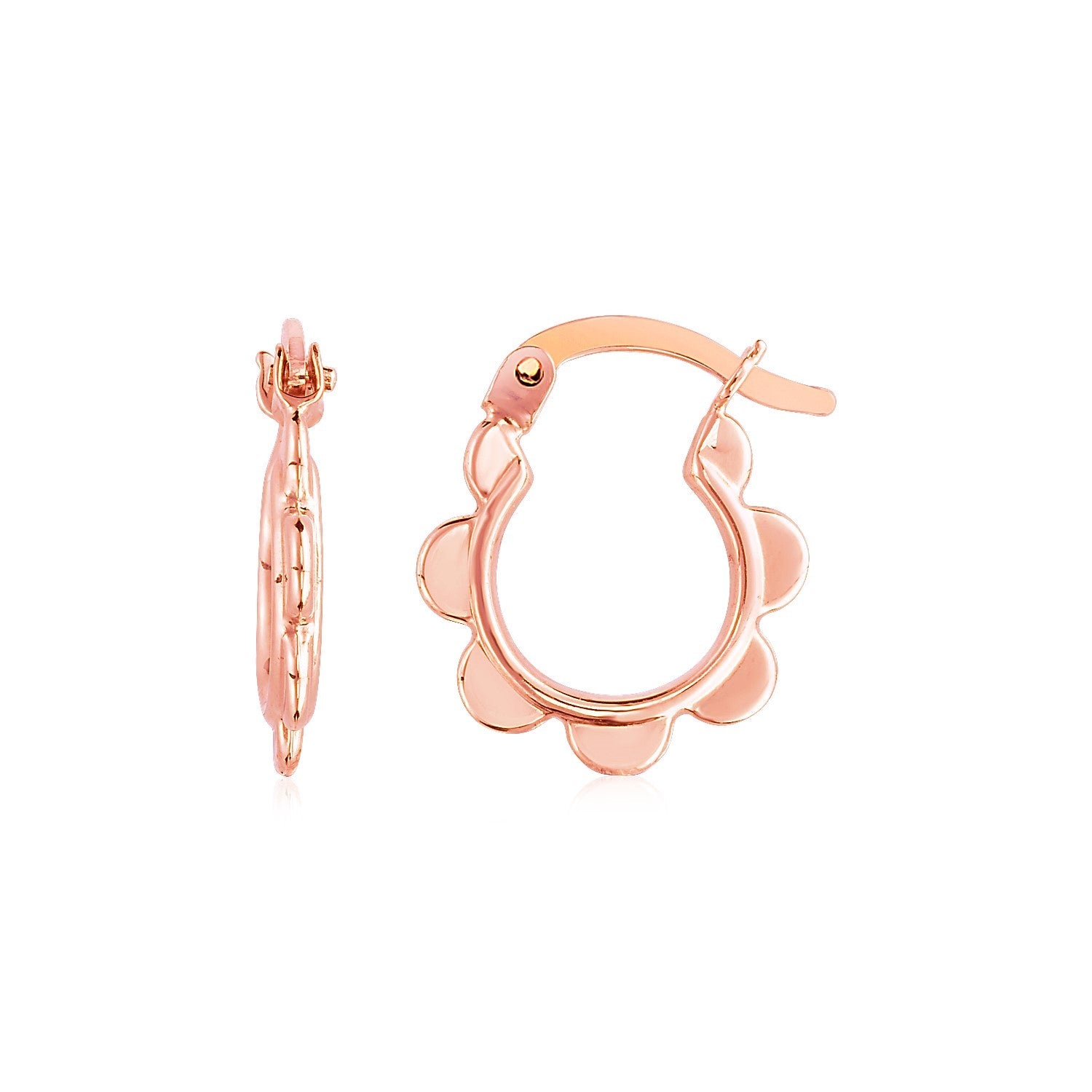 14k Rose Gold Scalloped Hoop Earrings - Alexandria Jewelry & Company Beverly Hills