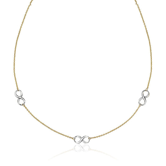 14k Two-Tone Gold Chain Necklace with Polished Infinity Stations - Alexandria Jewelry & Company Beverly Hills