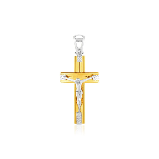 14k Two Tone Gold Crucifix Pendant - Alexandria Jewelry & Company Beverly Hills