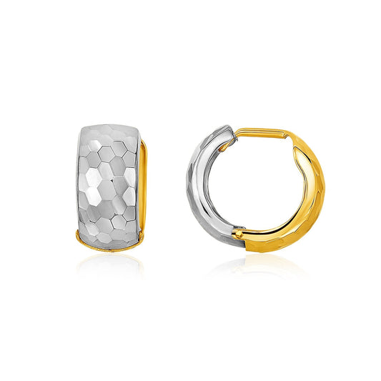 14k Two-Tone Gold Diamond Cut and Interlaced Style Hoop Earrings - Alexandria Jewelry & Company Beverly Hills