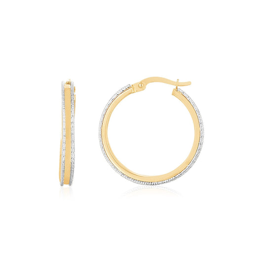 14K Two Tone Gold Diamond Cut Round Hoop Earrings - Alexandria Jewelry & Company Beverly Hills