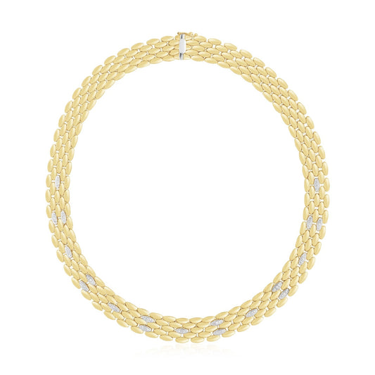 14k Two Tone Gold High Polish Diamond Panther Necklace (12mm) - Alexandria Jewelry & Company Beverly Hills