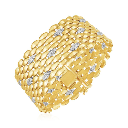 14k Two Tone Gold High Polish Diamond Panther Statement Bracelet - Alexandria Jewelry & Company Beverly Hills