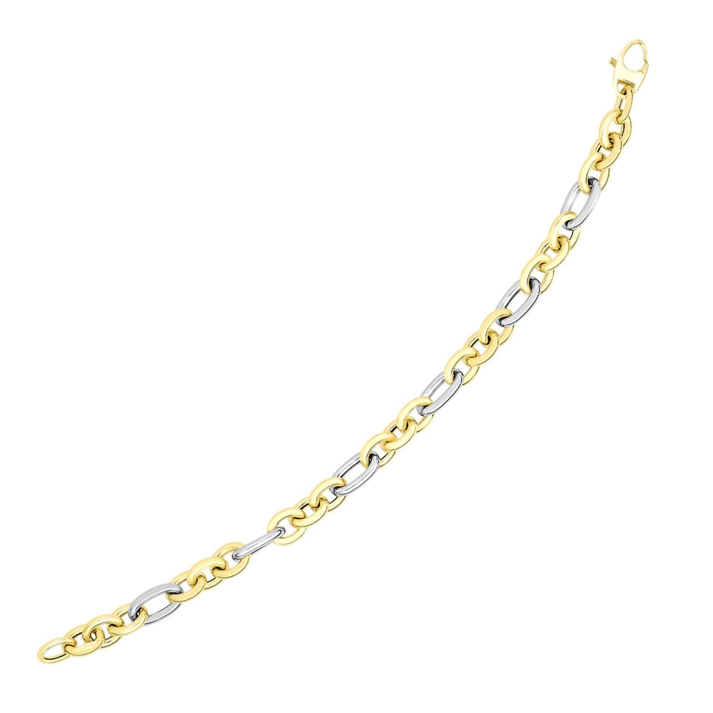 14k Two-Tone Gold Long and Short Style Oval Link Bracelet - Alexandria Jewelry & Company Beverly Hills