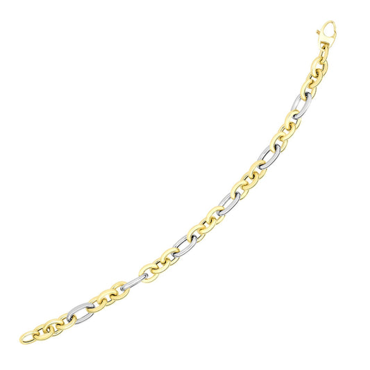 14k Two-Tone Gold Long and Short Style Oval Link Bracelet - Alexandria Jewelry & Company Beverly Hills