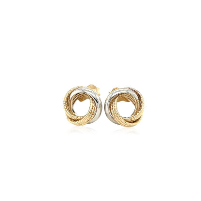 14k Two-Tone Gold Multi-Textured Open Circle Style Entwined Earrings - Alexandria Jewelry & Company Beverly Hills