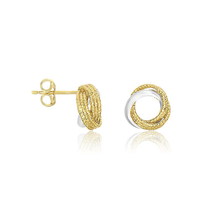 14k Two-Tone Gold Multi-Textured Open Circle Style Entwined Earrings - Alexandria Jewelry & Company Beverly Hills