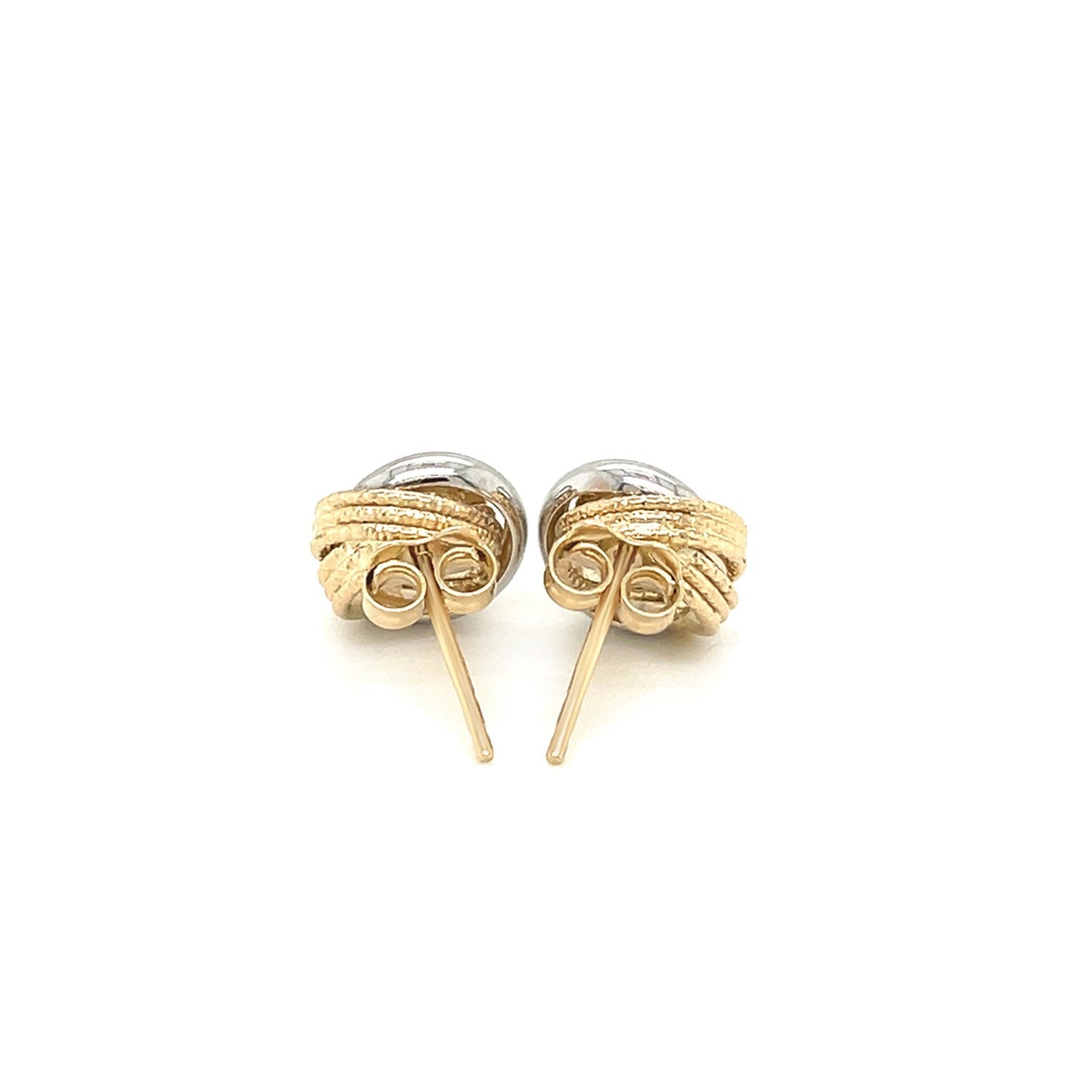 14k Two-Tone Gold Multi-Textured Open Circle Style Entwined Earrings - Alexandria Jewelry & Company Beverly Hills