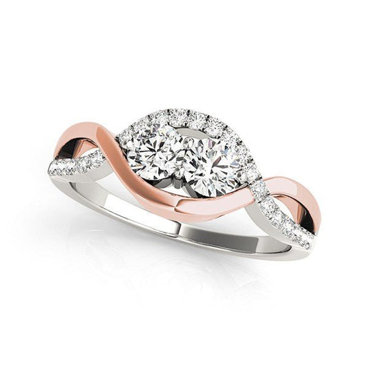 14k White And Rose Gold Infinity Style Two Stone Diamond Ring (5/8 cttw) - Alexandria Jewelry & Company Beverly Hills