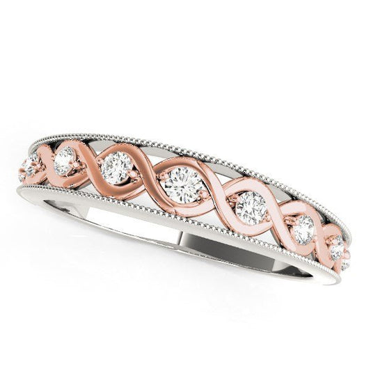 14k White And Rose Gold Infity Diamond Wedding Band (1/8 cttw) - Alexandria Jewelry & Company Beverly Hills
