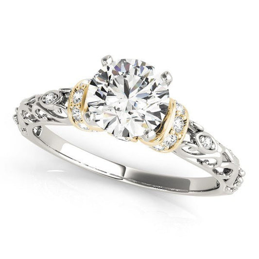 14k White And Yellow Gold Antique Style Diamond Engagement Ring (1 1/8 cttw) - Alexandria Jewelry & Company Beverly Hills