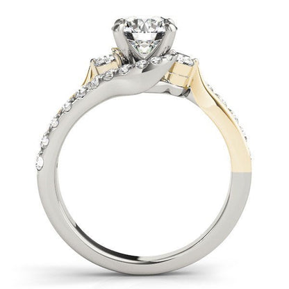 14k White And Yellow Gold Round Bypass Diamond Engagement Ring (1 1/2 cttw) - Alexandria Jewelry & Company Beverly Hills