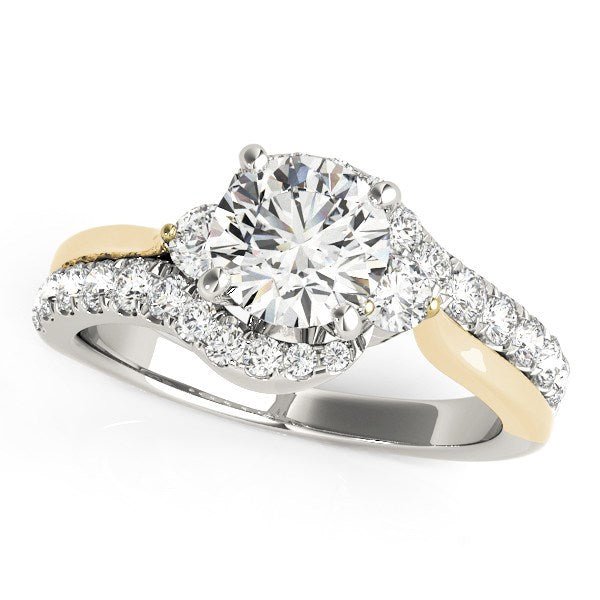 14k White And Yellow Gold Round Bypass Diamond Engagement Ring (1 1/2 cttw) - Alexandria Jewelry & Company Beverly Hills