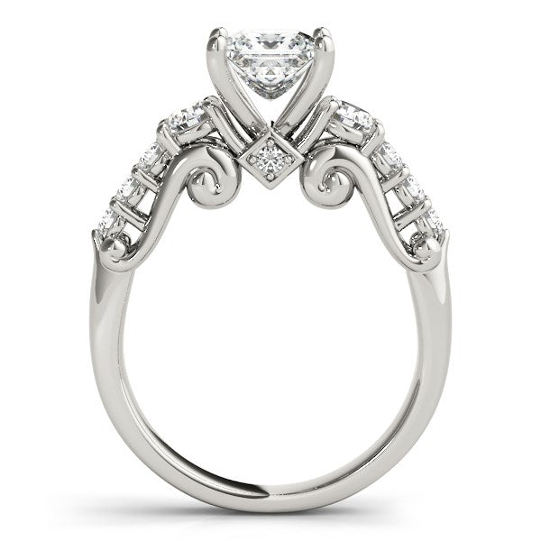 14k White Gold 3 Stone Antique Design Diamond Engagement Ring (1 3/4 cttw) - Alexandria Jewelry & Company Beverly Hills