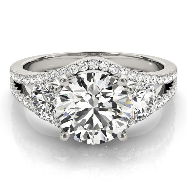 14k White Gold 3 Stone Split Pave Shank Diamond Engagement Ring (2 3/4 cttw) - Alexandria Jewelry & Company Beverly Hills