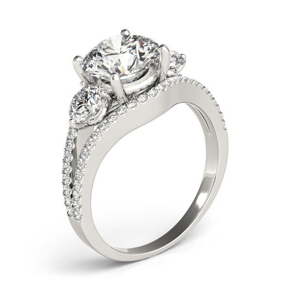 14k White Gold 3 Stone Split Pave Shank Diamond Engagement Ring (2 3/4 cttw) - Alexandria Jewelry & Company Beverly Hills