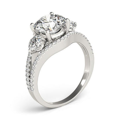 14k White Gold 3 Stone Split Pave Shank Diamond Engagement Ring (2 3/4 cttw) - Alexandria Jewelry & Company Beverly Hills