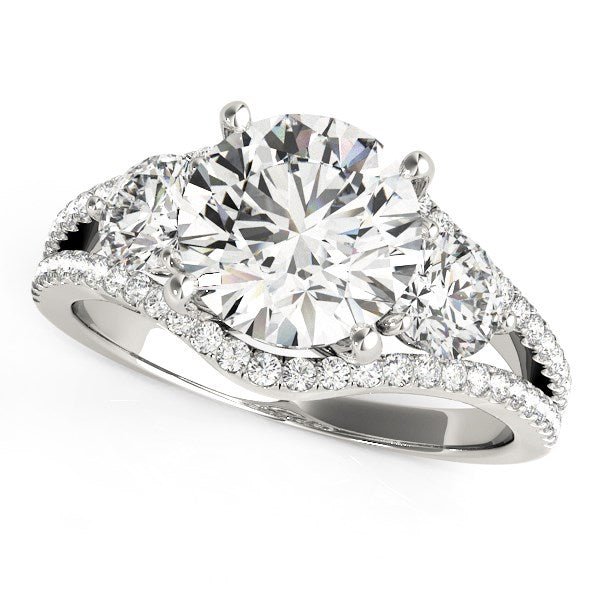 14k White Gold 3 Stone Split Pave Shank Diamond Engagement Ring (2 3/4 cttw) - Alexandria Jewelry & Company Beverly Hills