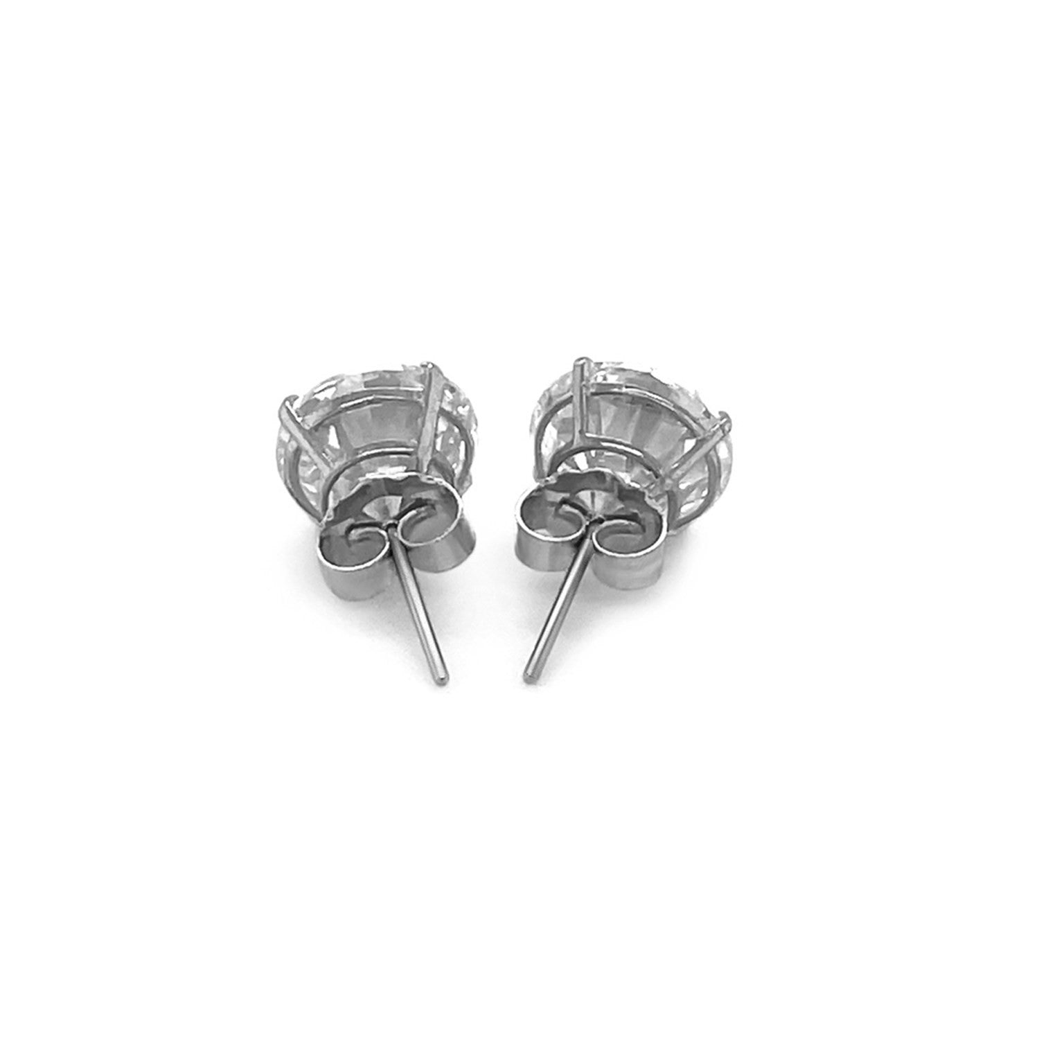 14k White Gold 8.0mm Round CZ Stud Earrings - Alexandria Jewelry & Company Beverly Hills