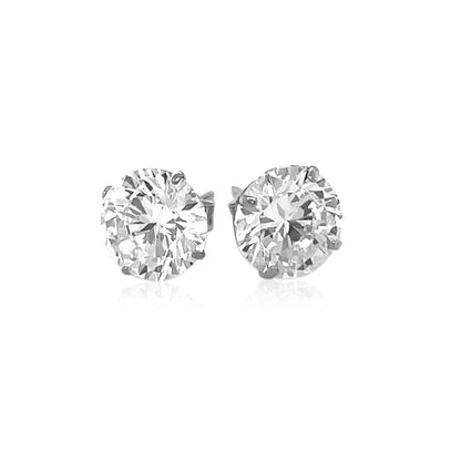 14k White Gold 8.0mm Round CZ Stud Earrings - Alexandria Jewelry & Company Beverly Hills