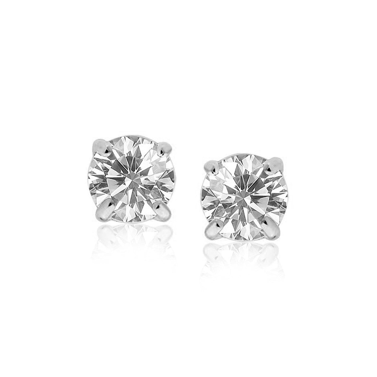 14k White Gold 8.0mm Round CZ Stud Earrings - Alexandria Jewelry & Company Beverly Hills