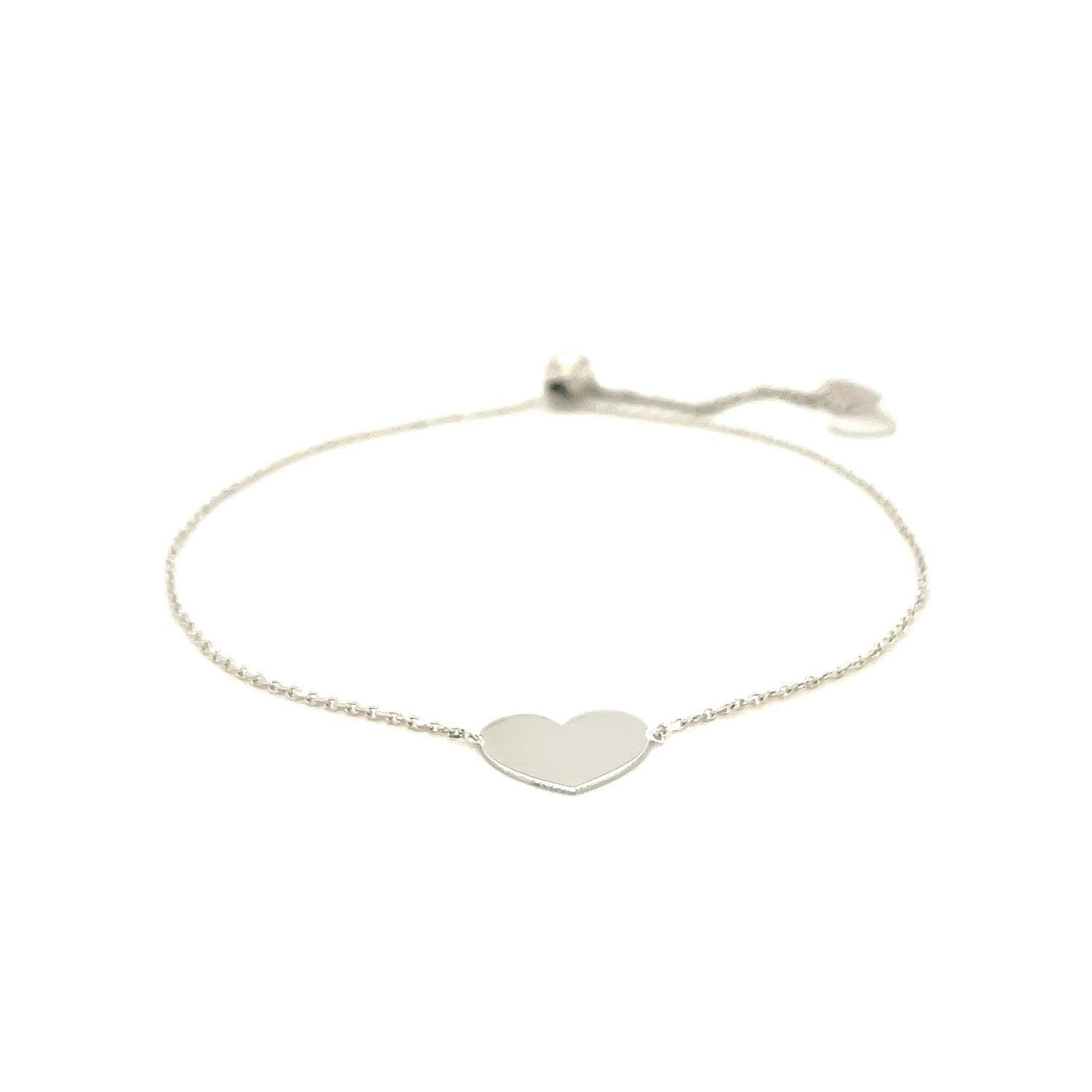 14k White Gold Adjustable Heart Bracelet - Alexandria Jewelry & Company Beverly Hills