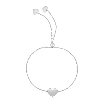 14k White Gold Adjustable Heart Bracelet - Alexandria Jewelry & Company Beverly Hills