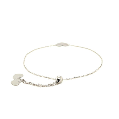 14k White Gold Adjustable Heart Bracelet - Alexandria Jewelry & Company Beverly Hills