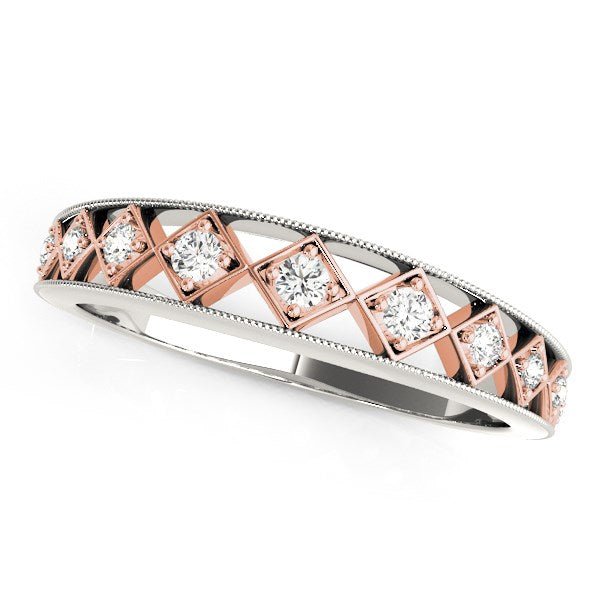 14k White Gold And Rose Gold Unique Diamond Wedding Band (1/10 cttw) - Alexandria Jewelry & Company Beverly Hills