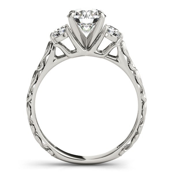 14k White Gold Antique Design 3 Stone Diamond Engagement Ring (1 3/4 cttw) - Alexandria Jewelry & Company Beverly Hills