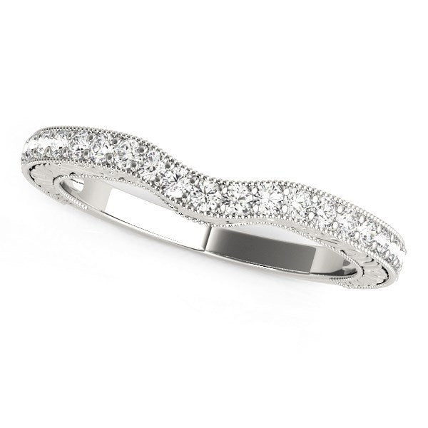 14k White Gold Antique Style Milgrained Curved Diamond Ring (1/4 cttw) - Alexandria Jewelry & Company Beverly Hills