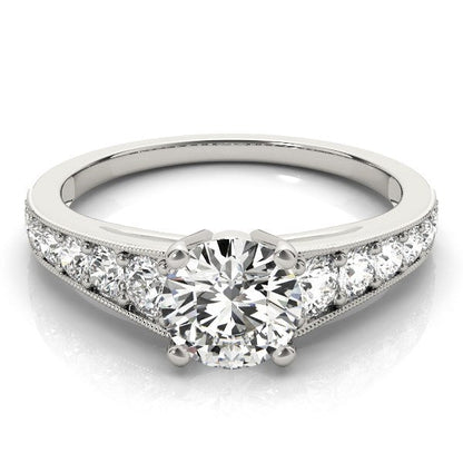 14k White Gold Antique Tapered Shank Diamond Engagement Ring (1 3/8 cttw) - Alexandria Jewelry & Company Beverly Hills