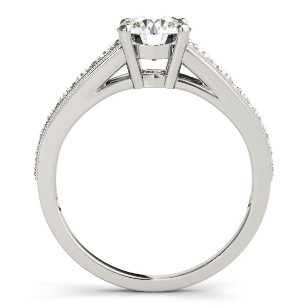 14k White Gold Antique Tapered Shank Diamond Engagement Ring (1 3/8 cttw) - Alexandria Jewelry & Company Beverly Hills