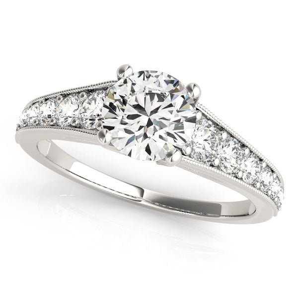 14k White Gold Antique Tapered Shank Diamond Engagement Ring (1 3/8 cttw) - Alexandria Jewelry & Company Beverly Hills