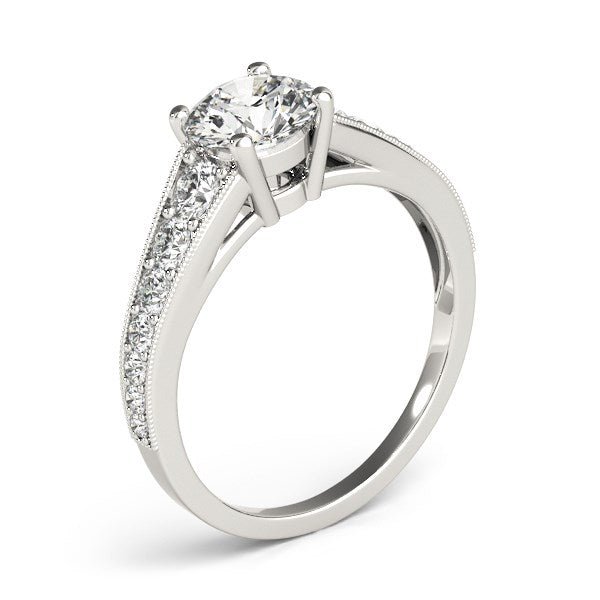 14k White Gold Antique Tapered Shank Diamond Engagement Ring (1 3/8 cttw) - Alexandria Jewelry & Company Beverly Hills