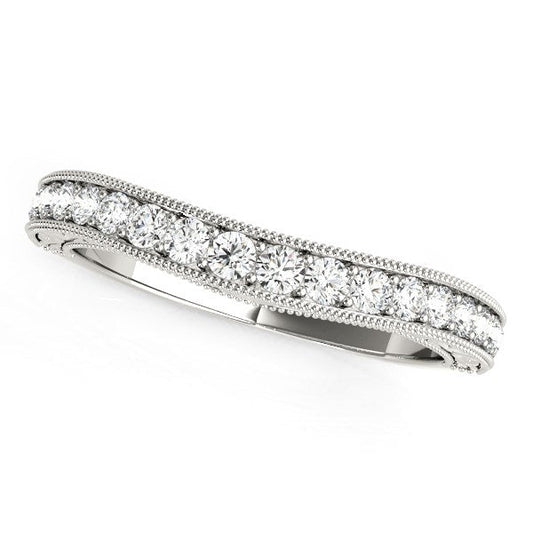 14k White Gold Bead Border Curved Diamond Wedding Ring (1/4 cttw) - Alexandria Jewelry & Company Beverly Hills