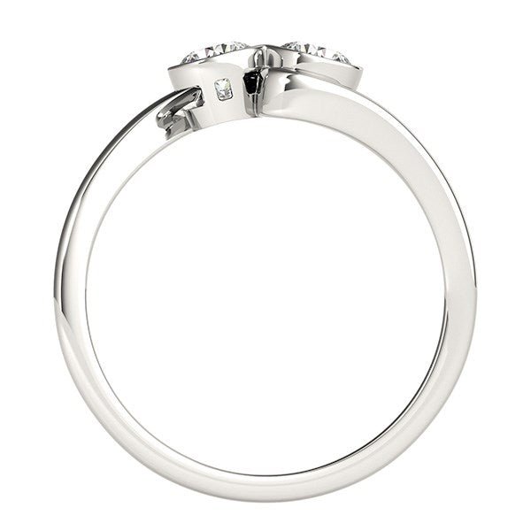 14k White Gold Bezel Set Curved Band Two Stone Diamond Ring (1/2 cttw) - Alexandria Jewelry & Company Beverly Hills