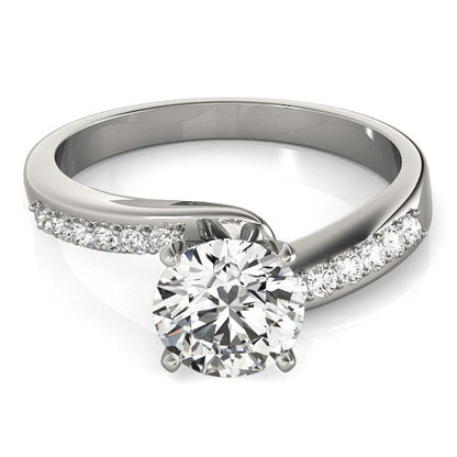 14k White Gold Bypass Round Pronged Diamond Engagement Ring (1 5/8 cttw) - Alexandria Jewelry & Company Beverly Hills