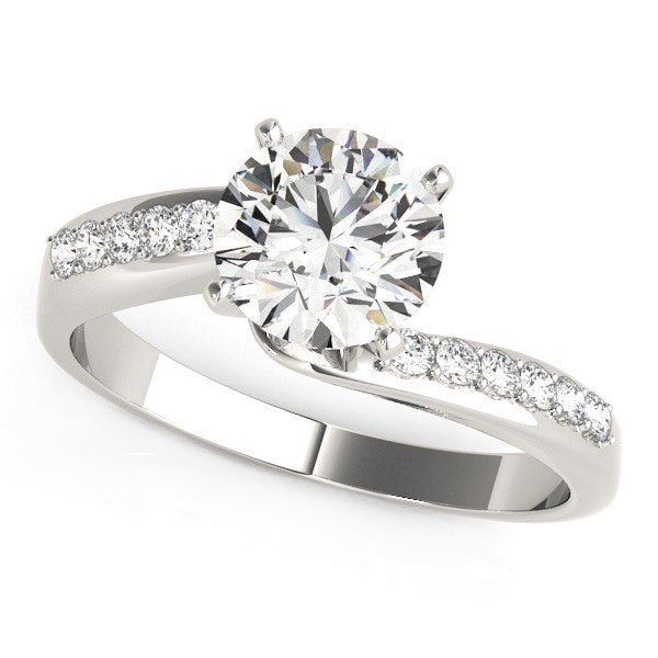 14k White Gold Bypass Round Pronged Diamond Engagement Ring (1 5/8 cttw) - Alexandria Jewelry & Company Beverly Hills