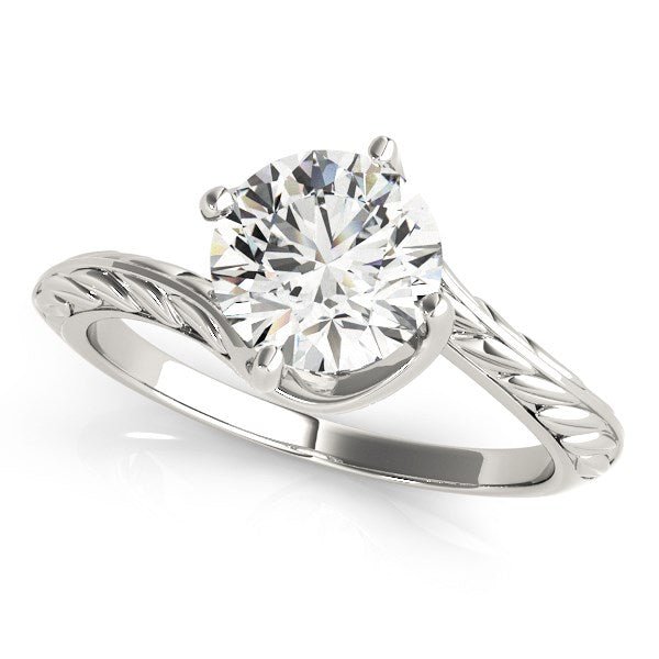 14k White Gold Bypass Round Solitaire Diamond Engagement Ring (1 cttw) - Alexandria Jewelry & Company Beverly Hills