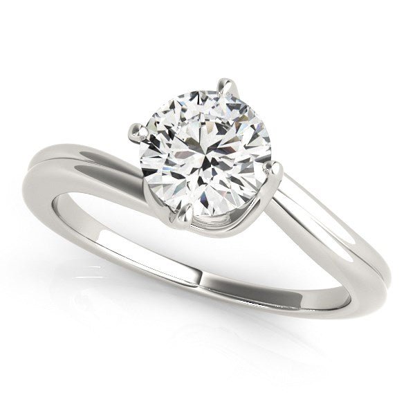 14k White Gold Bypass Style Solitaire Round Diamond Engagement Ring (1 cttw) - Alexandria Jewelry & Company Beverly Hills